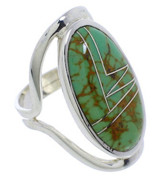 Sterling Silver Turquoise Inlay Ring Size 6-1/4 JX37457