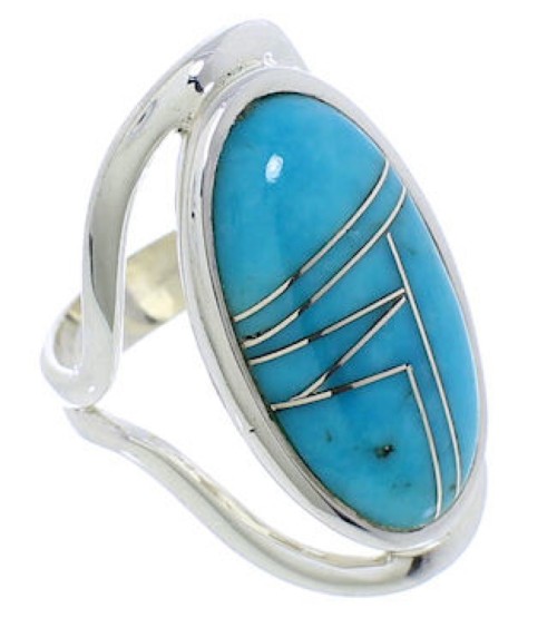 Authentic Sterling Silver Turquoise Ring Size 7-1/4 JX37479