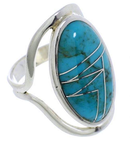 Southwest Genuine Sterling Silver Turquoise Ring Size 5 JX37584