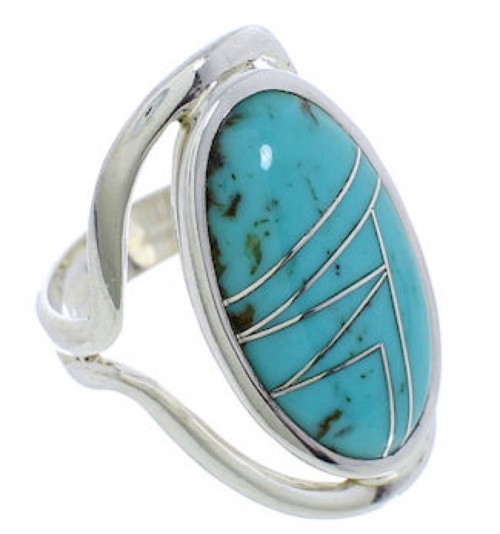 Authentic Sterling Silver Southwest Turquoise Ring Size 7-1/4 JX37619