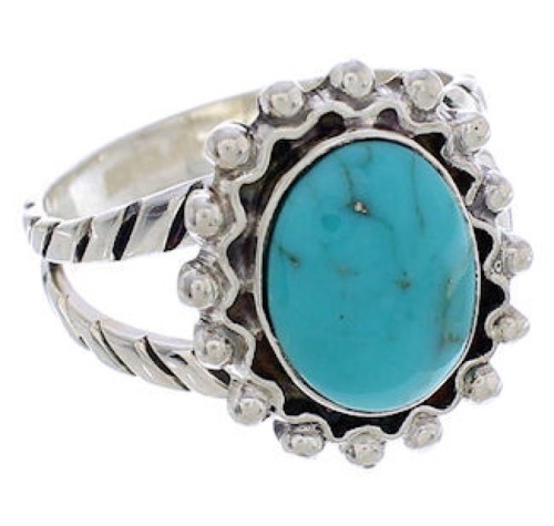 Southwest Sterling Silver Jewelry Turquoise Ring Size 5-3/4 YX35388