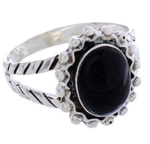 Southwest Sterling Silver Jewelry Jet Ring Size 5-1/2 YX35281