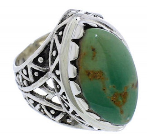 Southwestern Genuine Sterling Silver And Turquoise Ring Size 8 TX38907