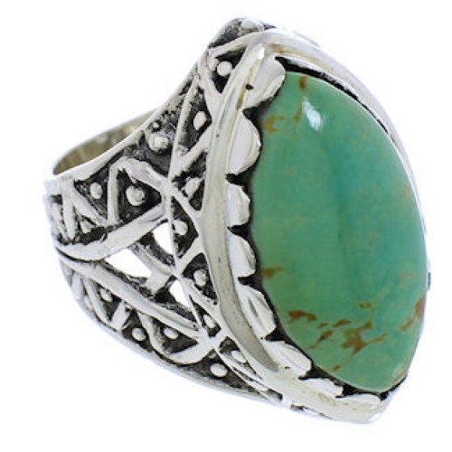 Southwest Genuine Sterling Silver Turquoise Ring Size 8-1/4 TX38908