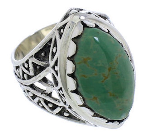 Turquoise And Sterling Silver Southwestern Ring Size 7-1/2 TX38928