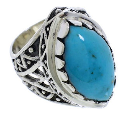 Southwestern Turquoise Genuine Sterling Silver Ring Size 6-1/4 TX38940