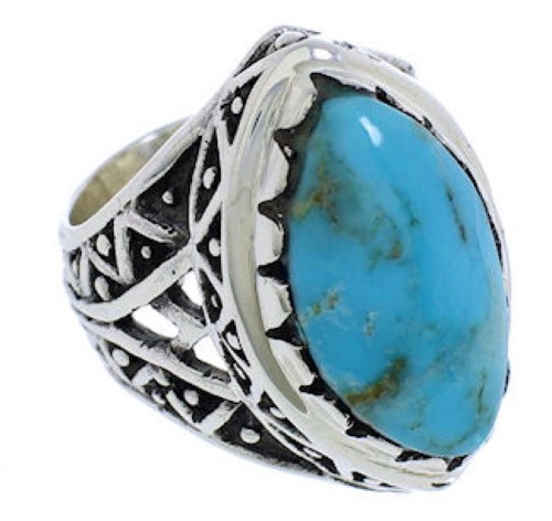 Turquoise Southwestern Sterling Silver Ring Size 6-3/4 TX38949
