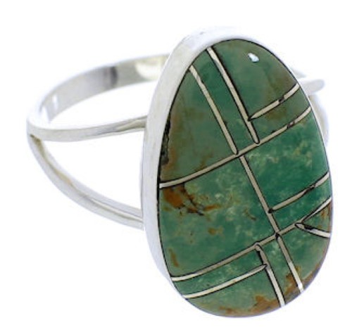 Southwest Sterling Silver Turquoise Inlay Ring Size 7-1/4 TX38982