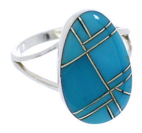 Southwest Authentic Sterling Silver Turquoise Ring Size 7-1/4 TX39212