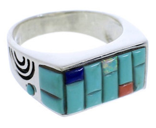 Southwest Multicolor And Silver Ring Size 11-1/4 EX41551