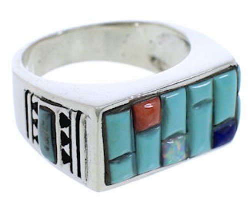 Multicolor Southwestern Silver Ring Size 11-1/4 EX41565