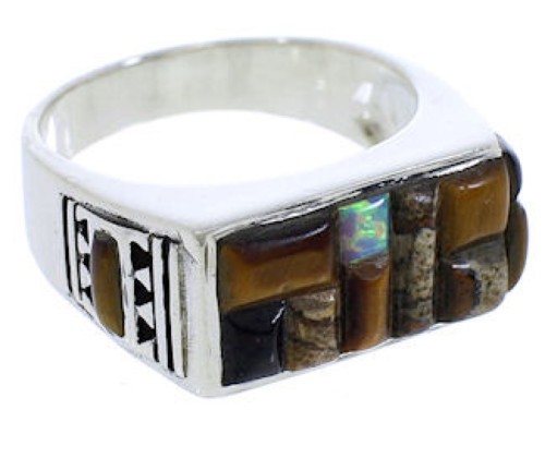 Tiger Eye And Multicolor Inlay Ring Size 12 EX41581