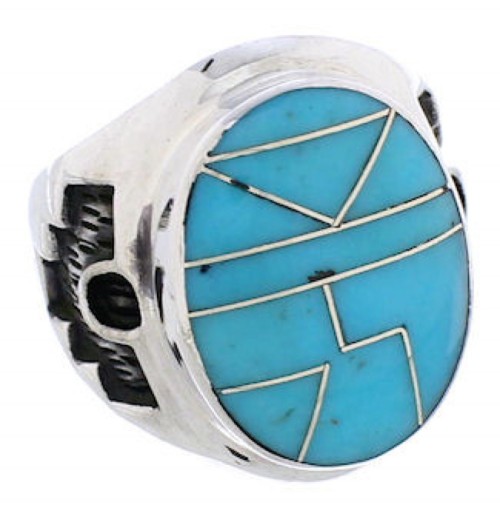 Sterling Silver Turquoise Inlay Southwestern Ring Size 6-1/4 TX38622