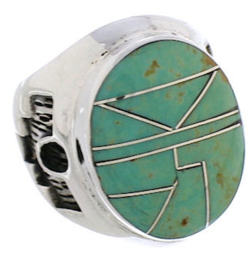 Genuine Sterling Silver And Turquoise Jewelry Ring Size 7-1/2 TX38665