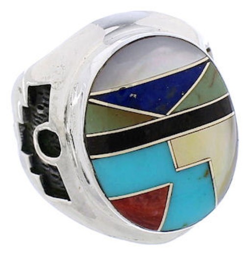 Multicolor Inlay Silver Ring Size 5-1/2 TX38698