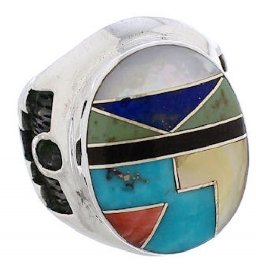 Genuine Sterling Silver Multicolor Southwest Ring Size 5-3/4 TX38721