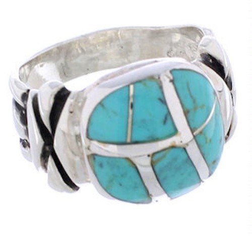 Silver Southwestern Turquoise Ring Size 6-1/4 TX39985