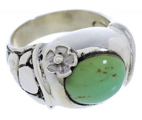 Sterling Silver Turquoise Southwestern Flower Ring Size 7-1/2 UX33311