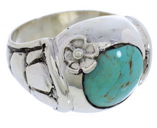 Turquoise And Genuine Sterling Silver Flower Ring Size 6 UX33318