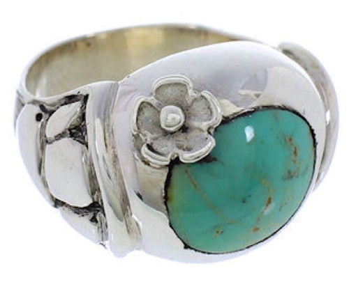 Turquoise Flower Authentic Sterling Silver Ring Size 5-1/2 UX33356