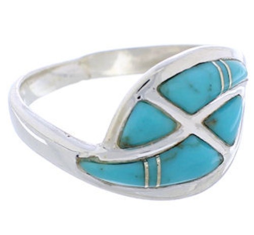 Southwest Sterling Silver Turquoise Ring Size 5-1/4 AX87739