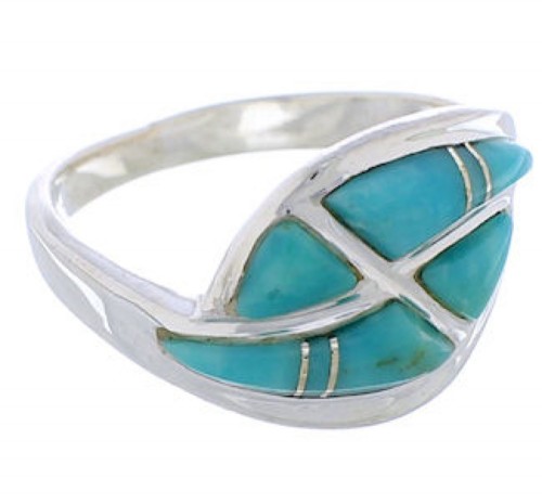 Southwestern Turquoise Jewelry Silver Ring Size 5-1/2 AX87763