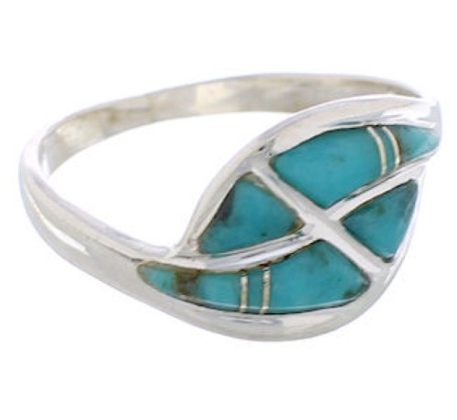 Turquoise Inlay Southwest Silver Ring Size 8-3/4 WX41029