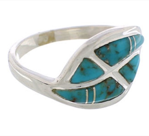 Turquoise Inlay Silver Southwestern Ring Size 6-1/4 WX41038