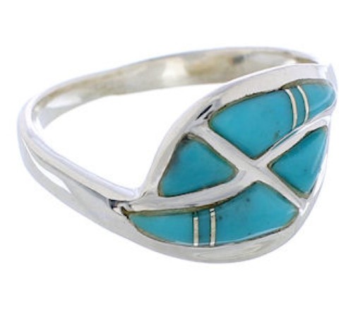 Authentic Sterling Silver Turquoise Inlay Ring Size 8-3/4 WX41050