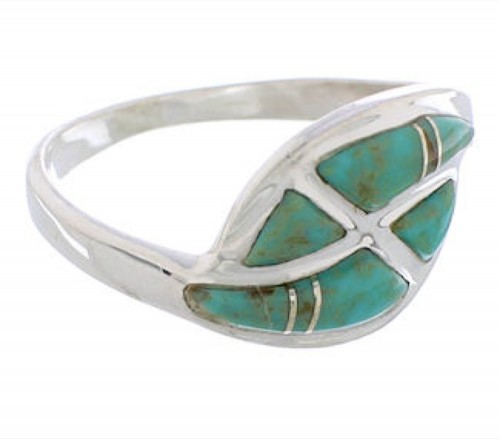 Turquoise Inlay Sterling Silver Southwest Ring Size 5-3/4 WX41105