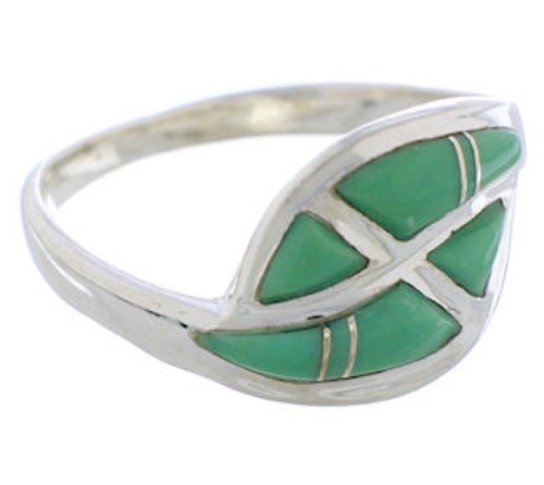 Southwest Turquoise Inlay Sterling Silver Ring Size 7-1/4 WX41111