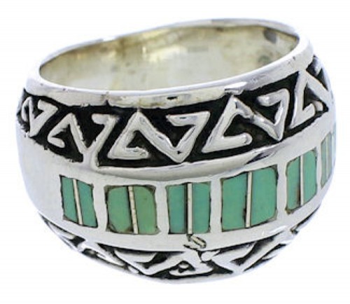 Southwestern Sterling Silver Turquoise Ring Size 5-1/4 WX35899