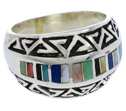 Multicolor Genuine Sterling Silver Southwest Ring Size 8 WX36175