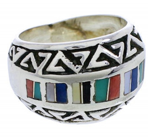 Southwest Multicolor Genuine Sterling Silver Ring Size 8 WX36179