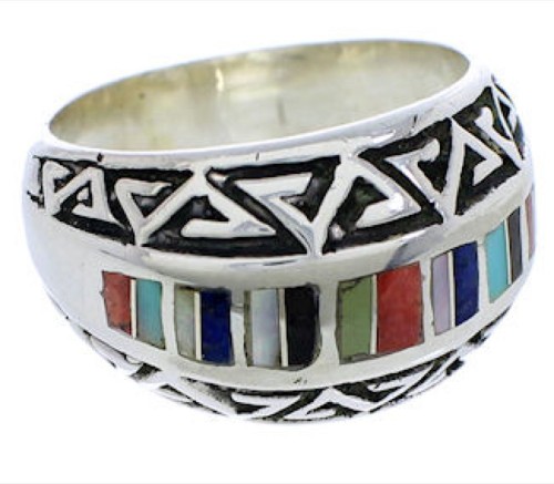 Authentic Sterling Silver Southwest Multicolor Ring Size 5-3/4 WX36186