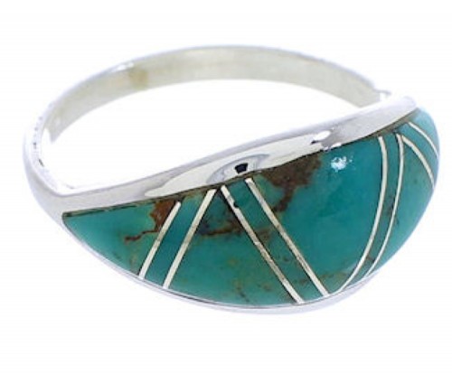 Sterling Silver Turquoise Inlay Ring Size 5-1/4 ZX36268
