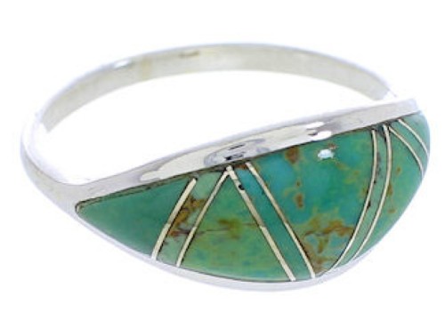 Turquoise And Genuine Sterling Silver Ring Size 8-1/4 ZX36269