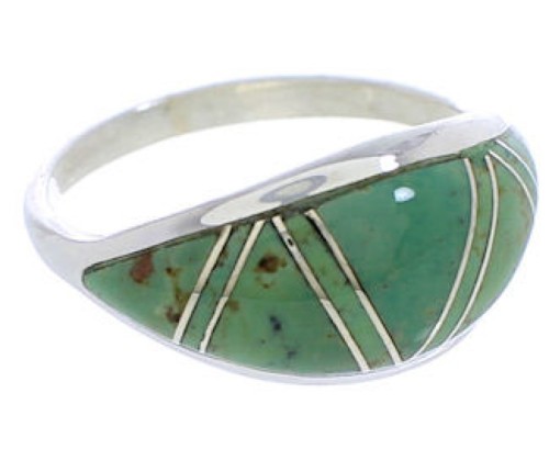 Southwestern Sterling Silver Turquoise Inlay Ring Size 6-1/4 ZX36288