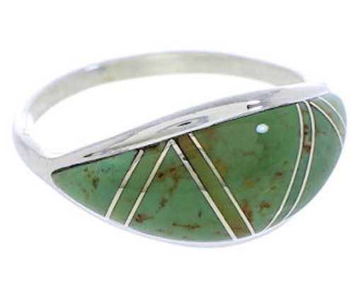 Southwest Turquoise Inlay Sterling Silver Ring Size 5-1/2 ZX36295