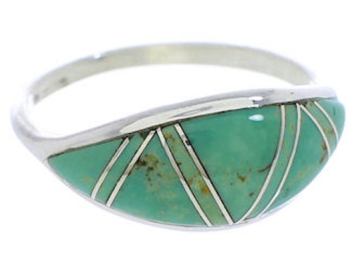 Turquoise Inlay Sterling Silver Southwest Ring Size 8-1/2 ZX36312