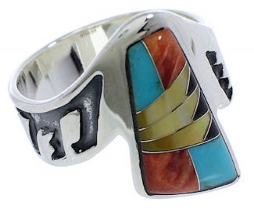 Genuine Sterling Silver Multicolor Ring Size 8-1/2 EX40910