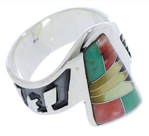 Multicolor Southwest Sterling Silver Ring Size 6-1/2 EX40912