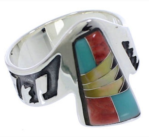 Sterling Silver Southwest Multicolor Ring Size 7-1/2 EX40918