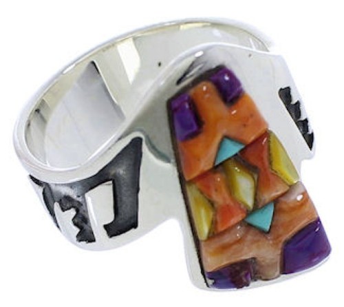 Southwest Multicolor Sterling Silver Ring Size 7-1/2 EX40929