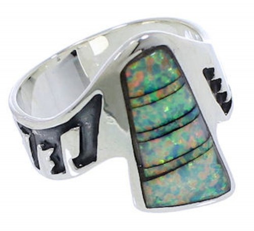 Sterling Silver And Opal Southwest Ring Size 8-1/2 EX40963