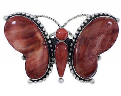 Butterfly Red Oyster Shell Large Statement Ring Size 6-3/4 EX40989