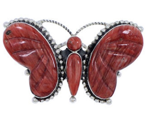 Large Statement Butterfly Red Oyster Shell Ring Size 9-3/4 EX40994