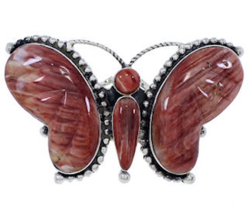 Large Statement Butterfly Red Oyster Shell Ring Size 9-3/4 EX40996