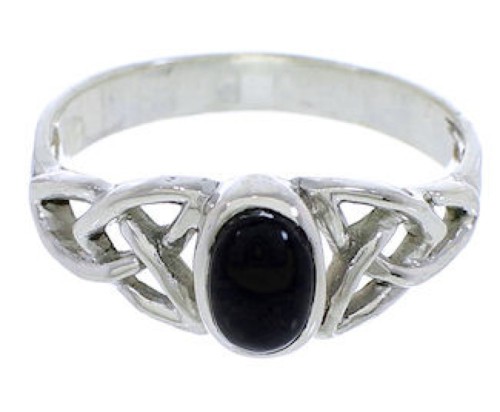 Genuine Sterling Silver And Jet Ring Size 8-1/4 UX32339