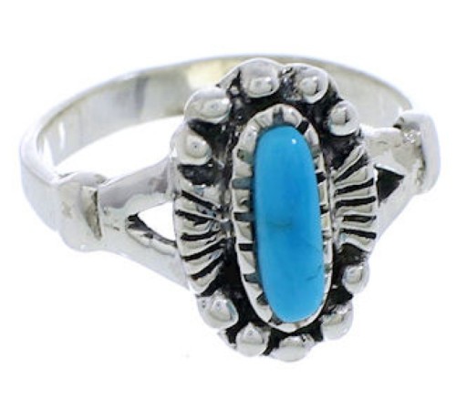 Genuine Sterling Silver Turquoise Jewelry Ring Size 8-1/2 UX32370